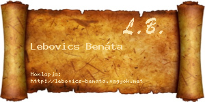 Lebovics Benáta névjegykártya